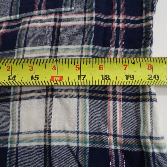 Maurices Navy Blue Cream Pink Silver Plaid Flannel Button Up Shirt Women Size XL - Picture 9 of 12